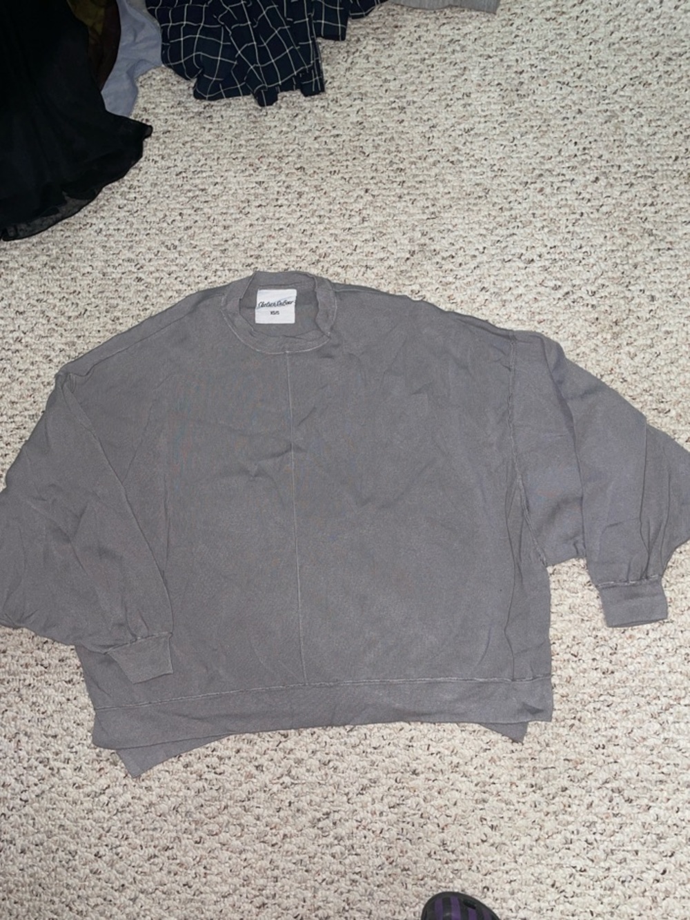 Women's Washed Gray Oversized Crewneck Sweater